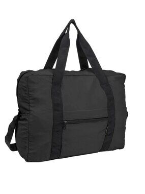 Boarding Pass Recycled Foldable & Packable Pouch Duffel Travel Bag New Black